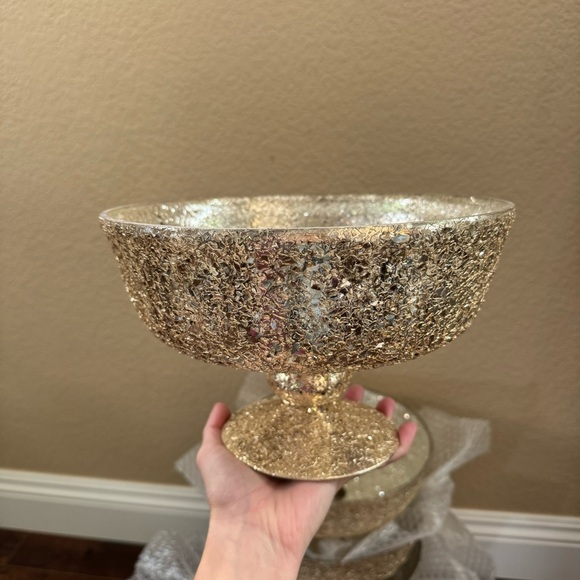 Gold Glitter Compote Vase Bowl - NEW - Picture 4 of 6